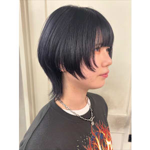 ブリーチなしダブルカラー × ダークバイオレット × ウルフ