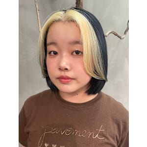 バングカラー ダブルカラー × ブロンド ブルーシルバー