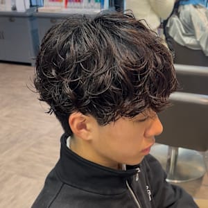 [藤沢]メンズカット黒髪マッシュシャドウパーマ
