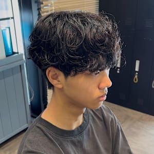 [藤沢]メンズカット黒髪マッシュ40%シャドウパーマ