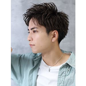 メンズパーマアップバング