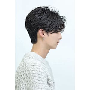 センターパート　毛流れ　ニュアンスパーマ