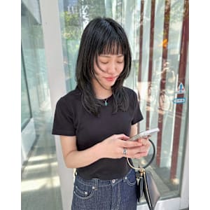 レイヤーカット 顔まわりカット ブルーブラック 韓国ヘア