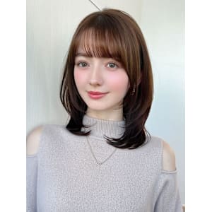 ミニウルフ前髪パーマ韓国くびれミディアムチェリーブラウン - AFLOAT/L 錦糸町【アフロートエル】【アフロートエル キンシチョウ】掲載中