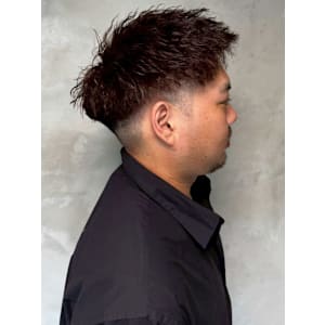 ツイストパーマ 刈り上げ マッシュ レッドブラウン