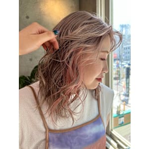 ホワイトベージュ/コーラルピンク