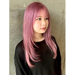レイヤーカット 髪質改善 アッシュピンク 顔周りカット 