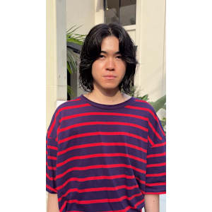 ステップボーンカットメンズヘア/センターパート/メンズボブ