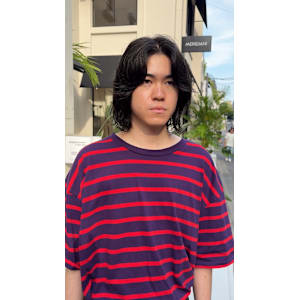 ステップボーンカットメンズヘア/センターパート/メンズボブ