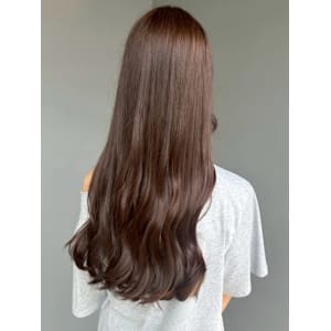 オリーブベージュ ブリーチなしカラー ダメージレス ゆる巻き