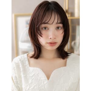 顔周りレイヤーカット韓国風小顔ウルフボブ　姫カットレイヤー