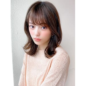 ミニウルフ前髪パーマ韓国くびれミディアムチェリーブラウン - AFLOAT/L 錦糸町【アフロートエル】【アフロートエル キンシチョウ】掲載中