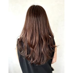 【髪質改善オイルカラー・ピンクラベージュ・ウェーブロング】