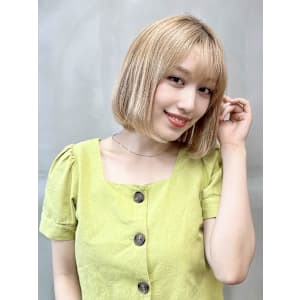 ケアブリーチ♪内巻きブロンドボブ