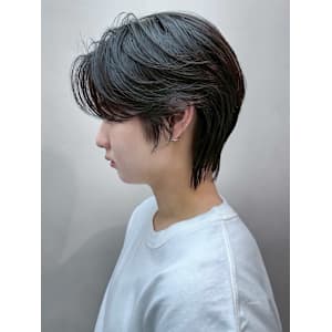 韓国マッシュブルーブラックフェザーパーマ_ba550611