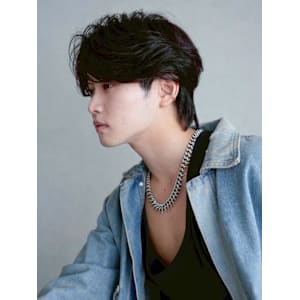 韓国マッシュブルーブラックフェザーパーマ_ba550651