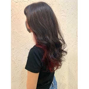 【Flor】*ロングウェーブ+インナーラズベリー*