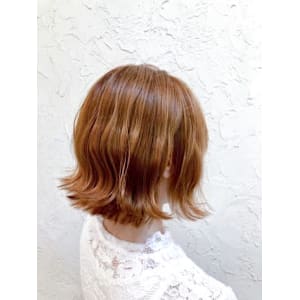 【Flor】*ハイトーン×ピーチベージュ+波巻きボブ*