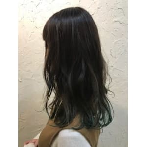 【Flor】*フェザーロング+カーキグラデーション*