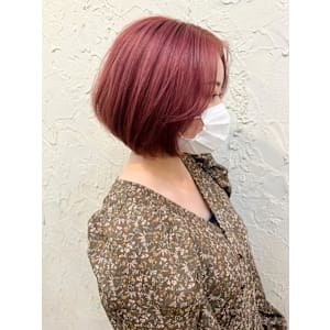 【Flor】*センターパートボブ+バーガンディレッド*