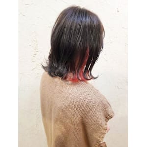 【Flor】*イヤリングカラー+ベリーレッド×アッシュ