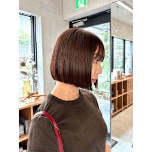 ボブ/切りっぱなし/レッドカラー