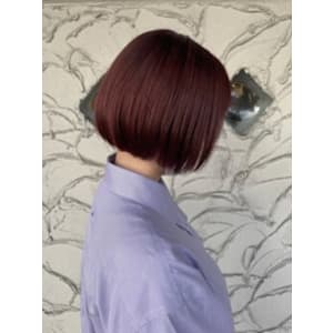 チェリーピンク|ハイトーンカラー|ボブ|切りっぱなし【花巻】