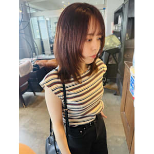 オレンジ/オレンジベージュ/顔周りレイヤー/髪質改善カラー