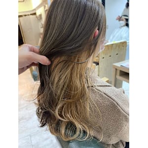 インナーカラー/ベージュカラー/オリーブアッシュ