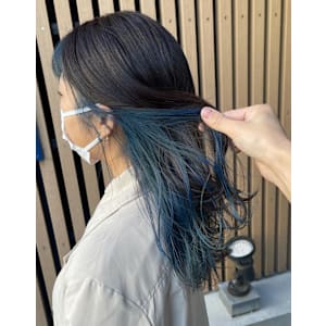 インナーカラーブルー/ネイビー/黒髪/ブルーブラック