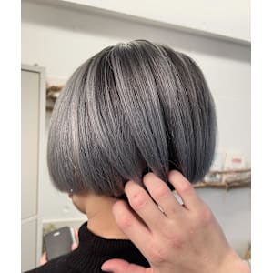 シャドールーツ/ボブ/刈り上げ/アッシュグレー