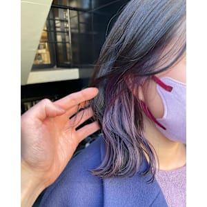 ラベンダーインナーカラー/ラベンダーピンク/波巻き