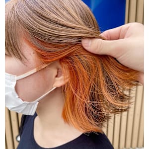 インナーカラー/イヤリングカラー/オレンジ/ベージュ