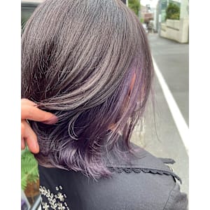 ピンクラベンダー/インナーカラー/ボブウルフ