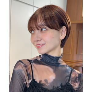 くびれヘア/アプリコットオレンジ/レイヤー/ショートボブ/韓