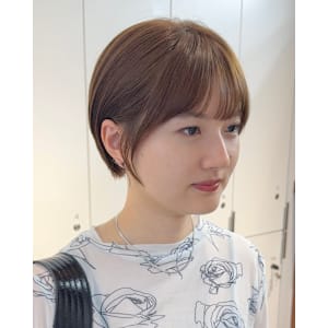 くびれヘア/アプリコットオレンジ/レイヤー/ショートボブ/韓