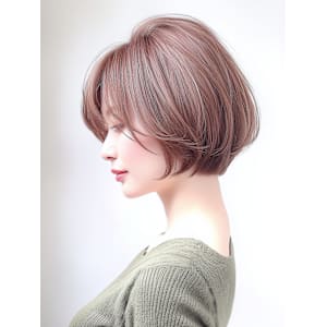 大人ショート ボブ 似合わせカット 髪質改善 ピンクブラウン