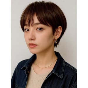 ハンサムショート 大人ボブ アッシュベージュ 顔周りカット