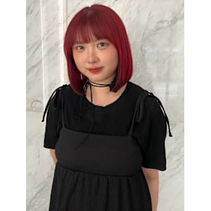 レッドカラー ワイドバング ハイトーンカラー ミディアム