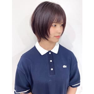 顔周りカット レイヤーカット ボブレイヤー レッドブラウン 