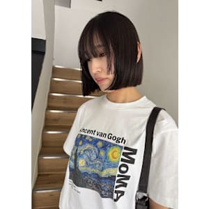 切りっぱなしボブ丸くないボブミニボブ髪質改善アッシュブラック