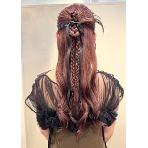 #三つ編みアレンジ　#リボンアレンジ　#カチモリヘア