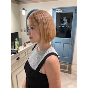 ハニーオレンジカラーアゴライン小顔ボブ赤羽人気美容室