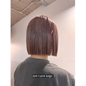 ピンクベージュ/ボブ/10代20代/薬院