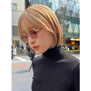 #切りっぱなしボブ#前下りボブ#顔周りレイヤー#小顔カット