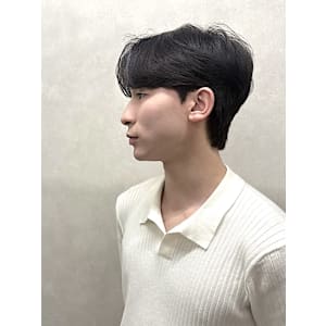 韓国ダウンパーマメンズカット/コンマバングフェザーショート