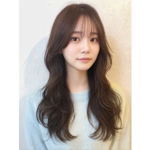 ロング レイヤーカット 顔周りカット 前髪 韓国ヘア 20代