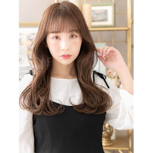 シースルーバングくせ毛風ニュアンスパーマ　細めハイライト