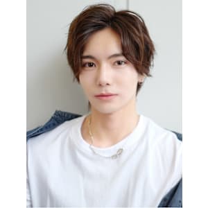 かきあげメンズショート/センターパート毛流れパーマ/コンマヘ