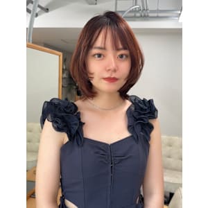 ★夏韓国ウルフ/ミディアムレイヤーカット/オレンジ暖色